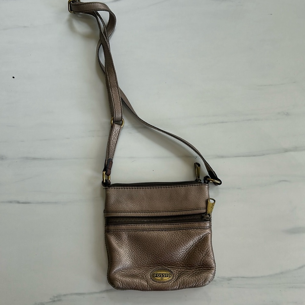 Metallic leather Fossil crossbody bag
